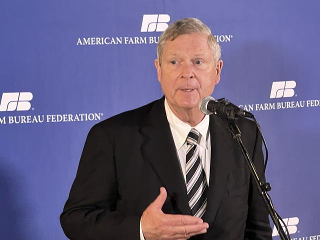 Agriculture Secretary Tom Vilsack spoke to reporters on Monday at the San Juan (Puerto Rico) Convention Center. The secretary said U.S. policy on biotech corn is that Mexico is required to base trade rules on science, not the Mexican president&#039;s desire to protect the country&#039;s corn heritage. (DTN photo by Chris Clayton) 