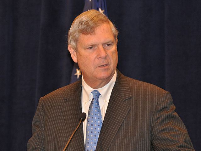 Tom Vilsack, President Joe Biden's nominee for USDA secretary, speaking at the USDA Outlook Forum in 2016 when he previously held the post as secretary. Agricultural groups are calling for his immediate confirmation.  (DTN file photo)
