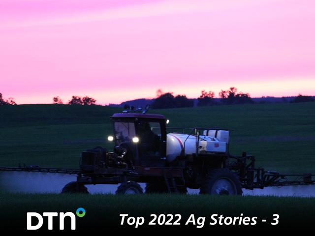 Farmers had higher crop production input prices in 2023, including the chemicals they needed to spray on their crops. (DTN photo by Elaine Shein)