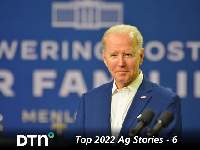 President Joe Biden speaking at an ethanol plant near Menlo, Iowa, back in April. The president had made the case that Congress needed to pass a spending bill that would drive more incentives for renewable energy jobs in the U.S. (DTN file photo by Chris Clayton)