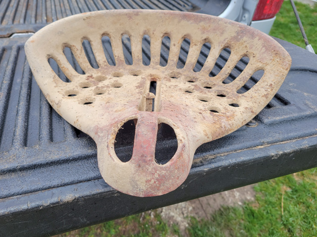 Do you recognize this vintage implement seat? If so, you could solve a mystery for an Iowa Farmer. (Photo courtesy of Fred Knop)