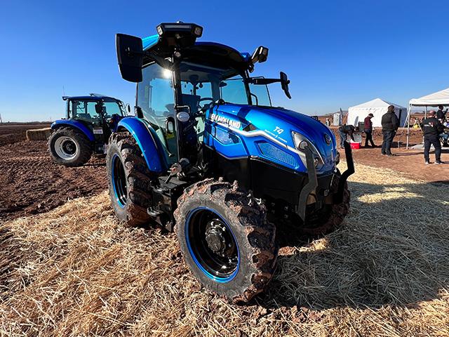 New Holland&#039;s T4 Electric Power tractor earned a silver medal in the 2023 Agritechnica Innovation Awards program. The T4 Electric is the industry&#039;s first all-electric tractor with autonomous features. (DTN/Progressive Farmer photo by Dan Miller)